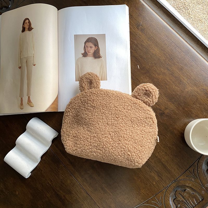 Cute Bear Plush Embroidery Makeup Bag