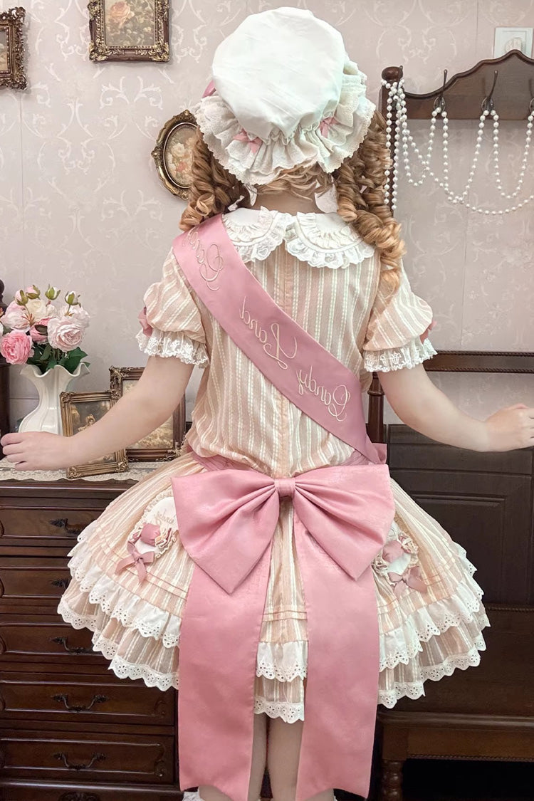 Candy Paradise Doll Collar Short-Sleeve Double Ruffle Bow Lolita OP