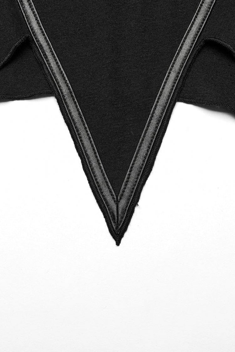 Steampunk Crescent Moon Tee with Leather Accents and Extended Sleeves
