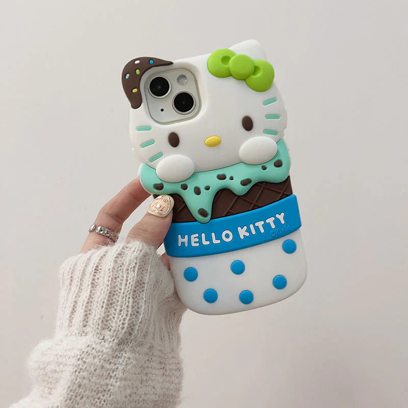 Kitty Ice Cream Phone Case with Phone Charm