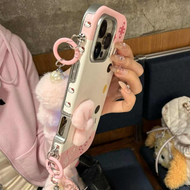 Kitty Face Leather Bow Phone Case KI698