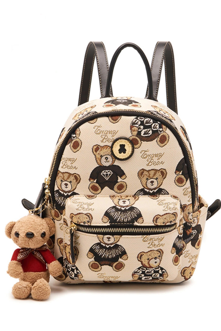 College Style Sweet Lolita Backpack with Bear Print in 3 Colors