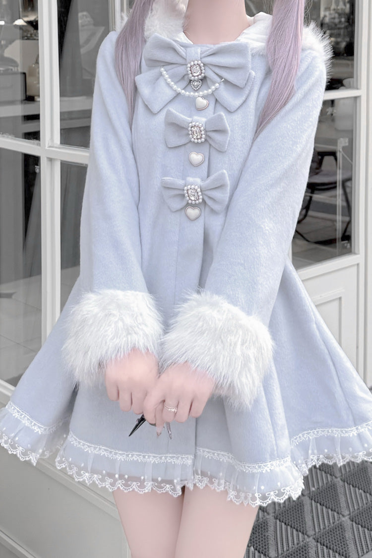 Bowknot Rabbit Ears Detachable Hooded Japanese Jirai Kei Coat with Long Sleeves