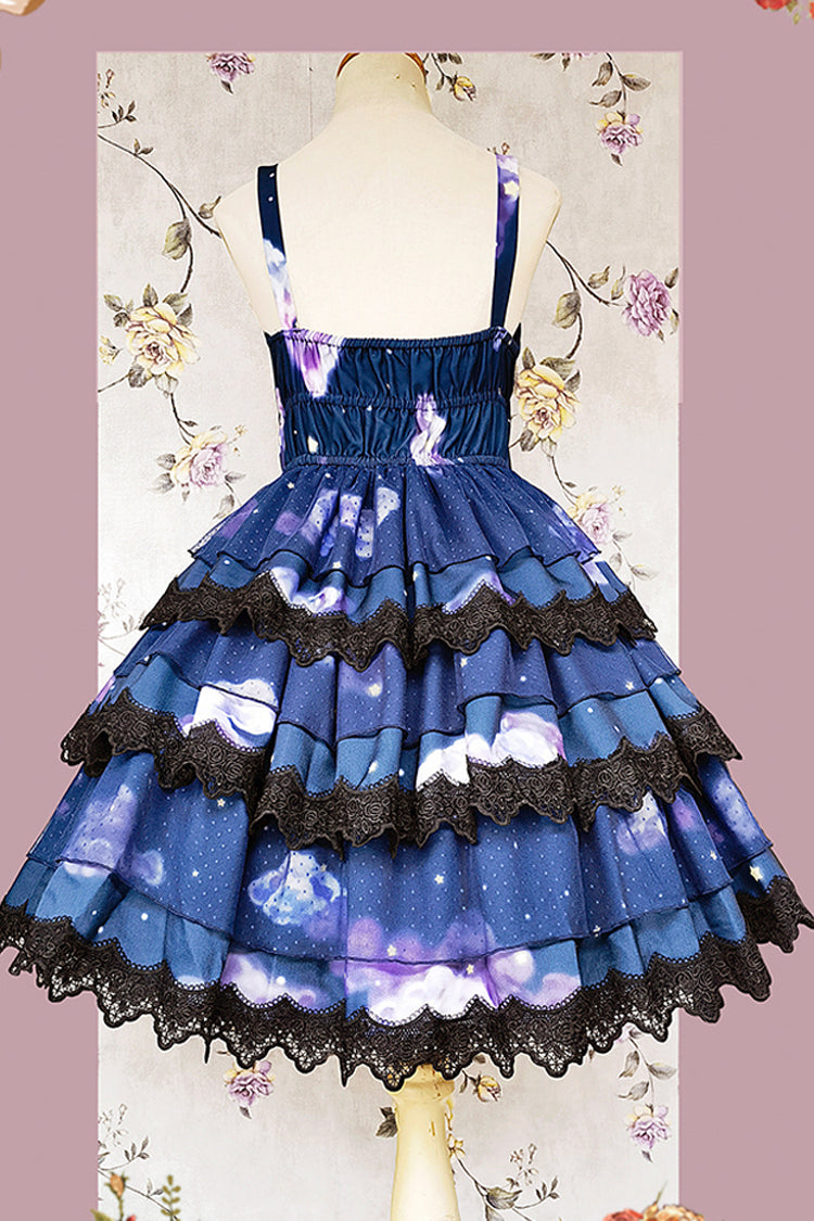 Azure Triple Cloud Print Ruffled Lace Sweet Lolita Dress