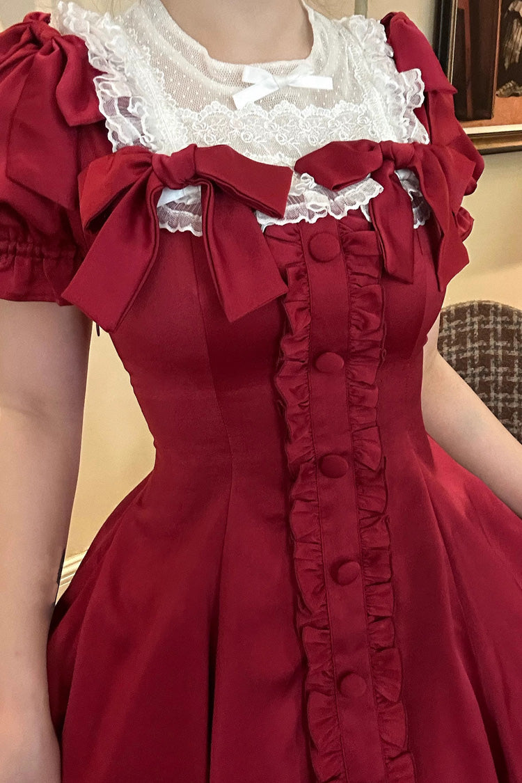 Wine Bow Short-Sleeve Sweet Lolita Dress Plus Size