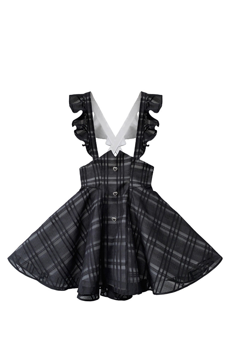 Elegant Plaid College-Style Lolita Mini Dress with Straps