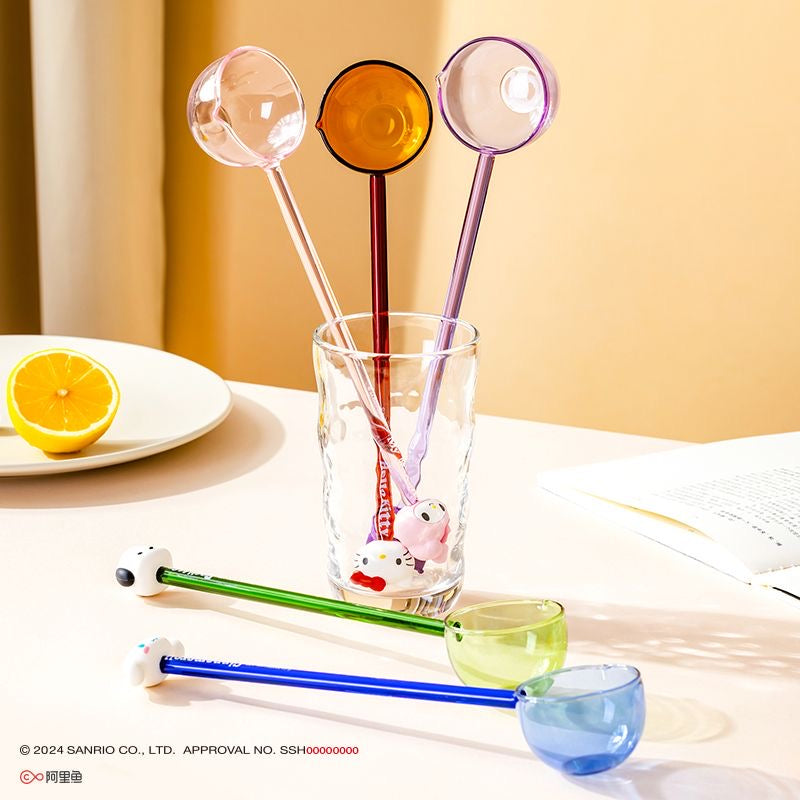 Cartoon Long-handled Glass Spoon