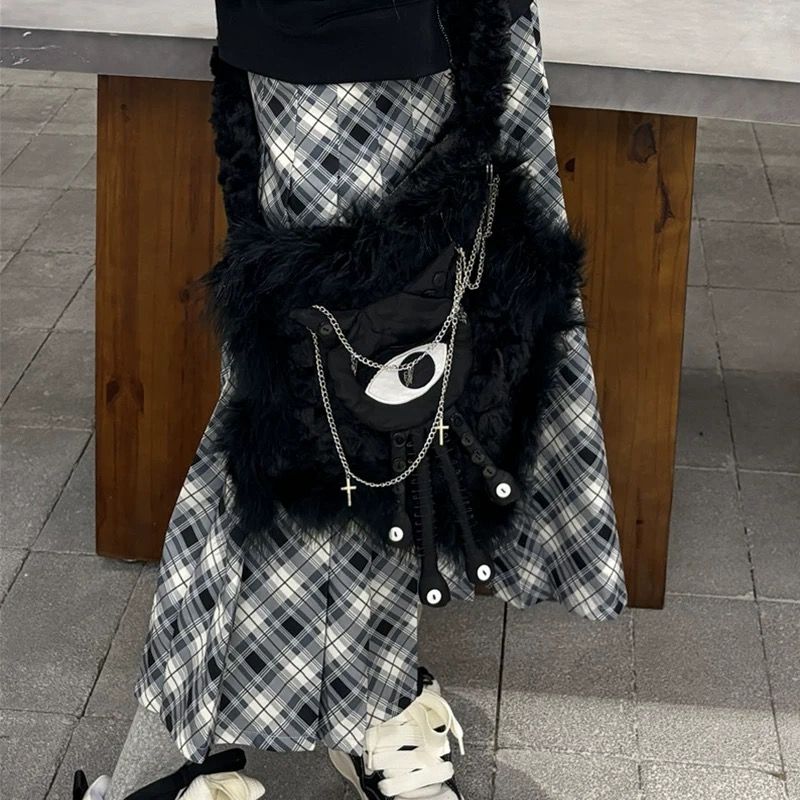 Y2K Dark Goth Stars Plush Bag