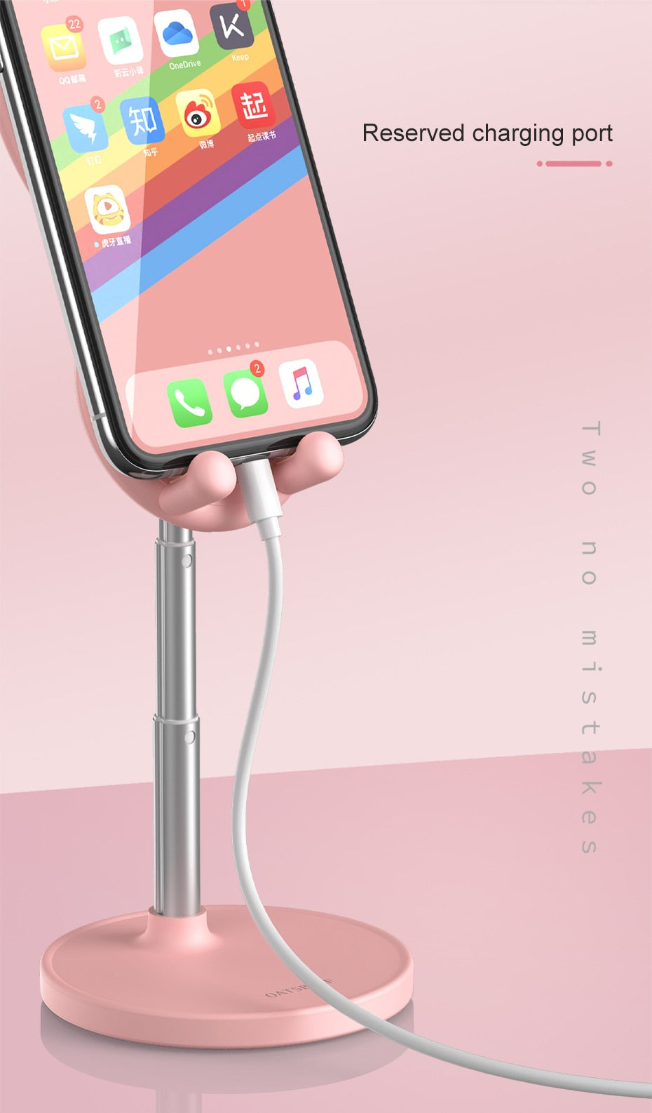 Stand Phone Telescopic Pink Bunny