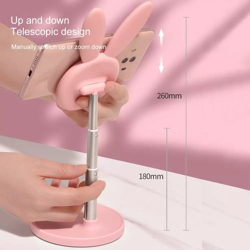 Stand Phone Telescopic Pink Bunny