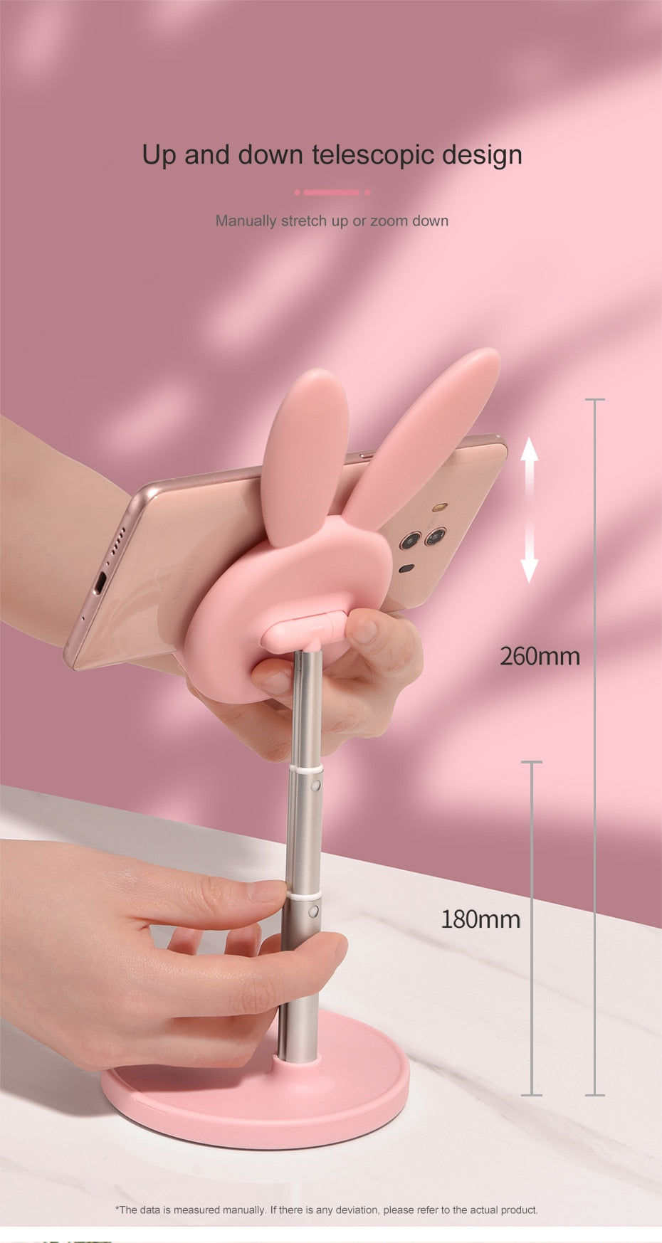 Stand Phone Telescopic Pink Bunny
