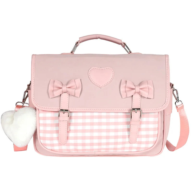 Japanese Checkerboard Bow Messenger Bag KI712
