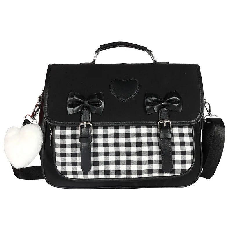 Japanese Checkerboard Bow Messenger Bag KI712