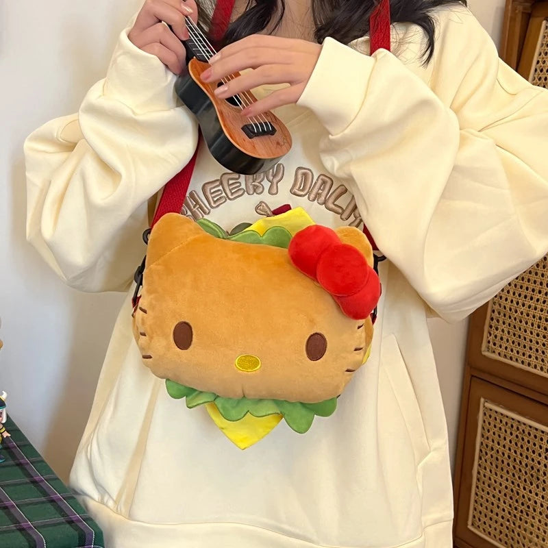 Kitty Hamburger Funny Plush Shoulder Bags KI529