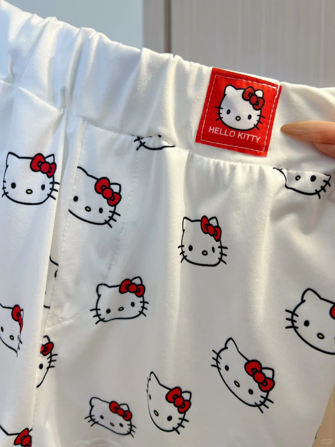 Kitty White Sleepwear Top with Shorts Pj Set