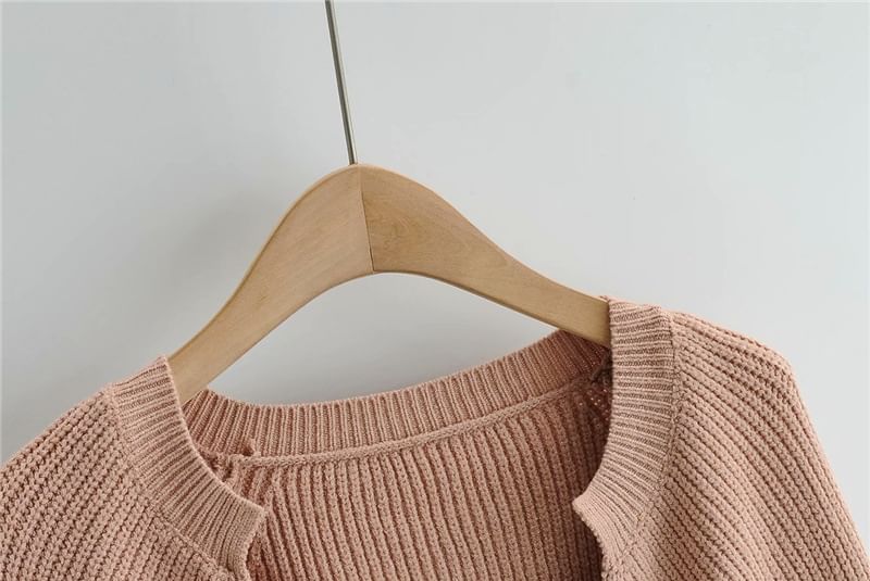 Solid Ribbed Open Front Sweater