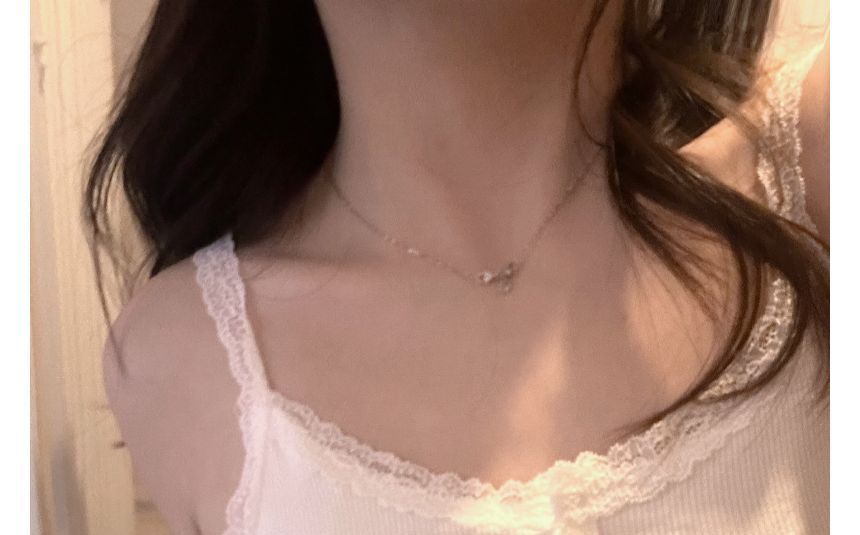 Henley Style Lace-Trim Crop Camisole