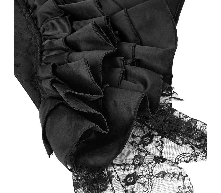 Lace Panel Bustier with Ruffle Trim