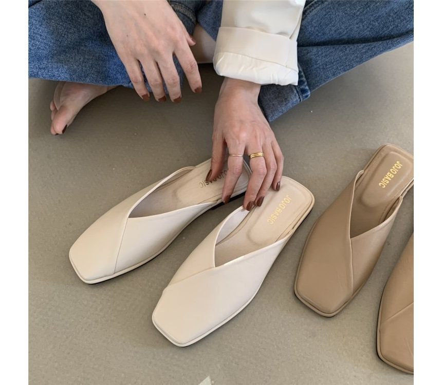 Square Toe Mules - Plain Minimal