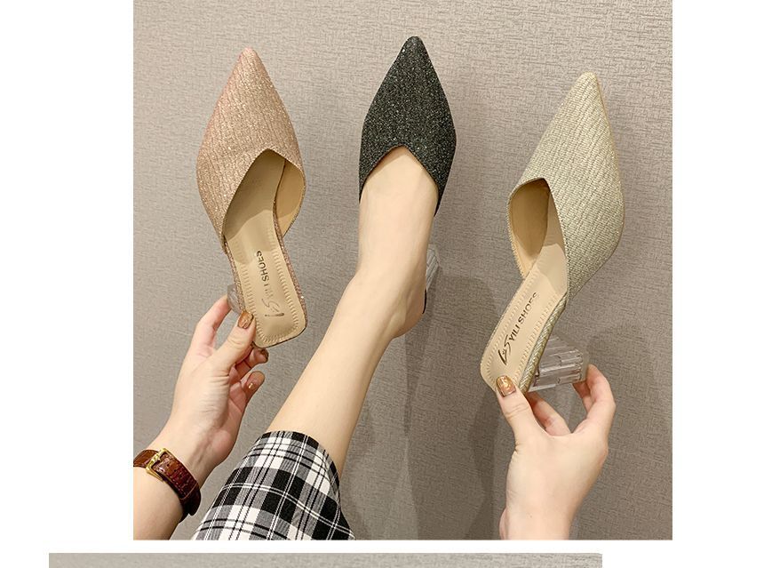 Pointy Chunky Heel Mules - Sleek