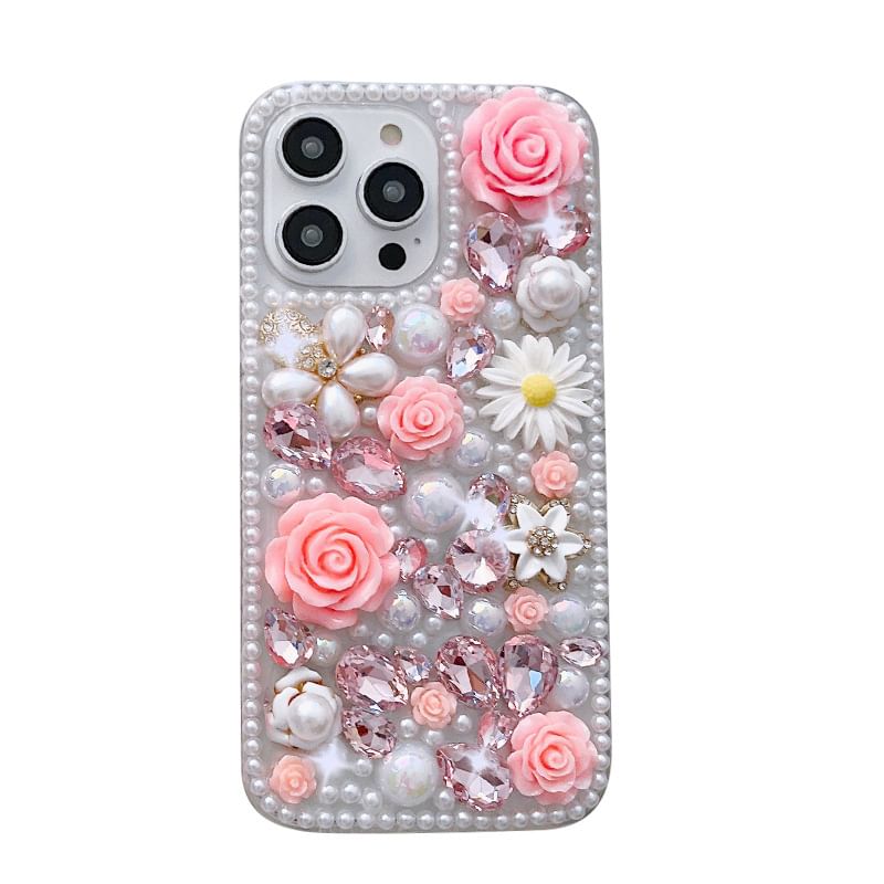 Floral Rhinestone Phone Case