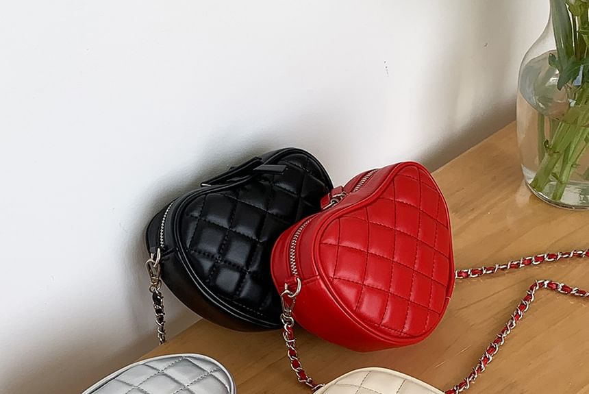 Bag Strap Heart Crossbody Quilted Chain