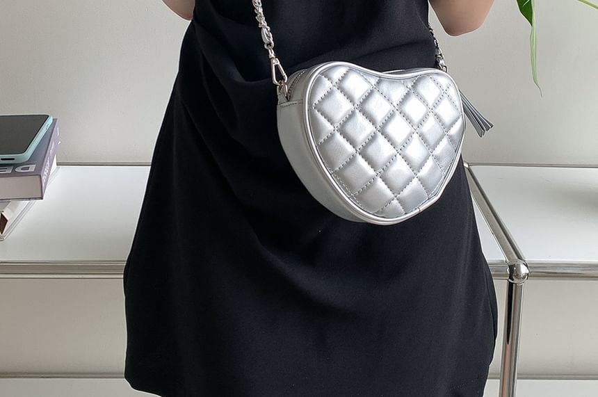 Bag Strap Heart Crossbody Quilted Chain