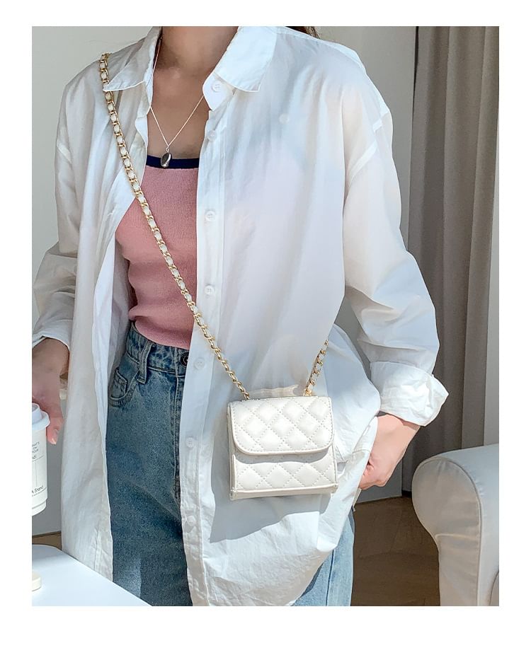 Flap Strap Chain Quilted Bag Crossbody