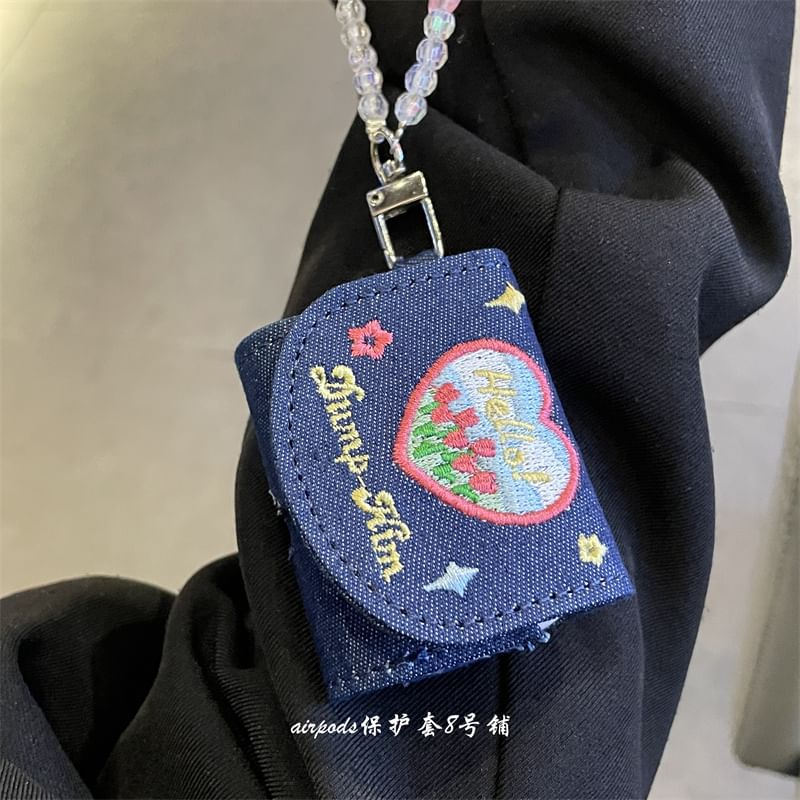 Flower Embroidered Denim AirPods / Pro Earphone Case Skin