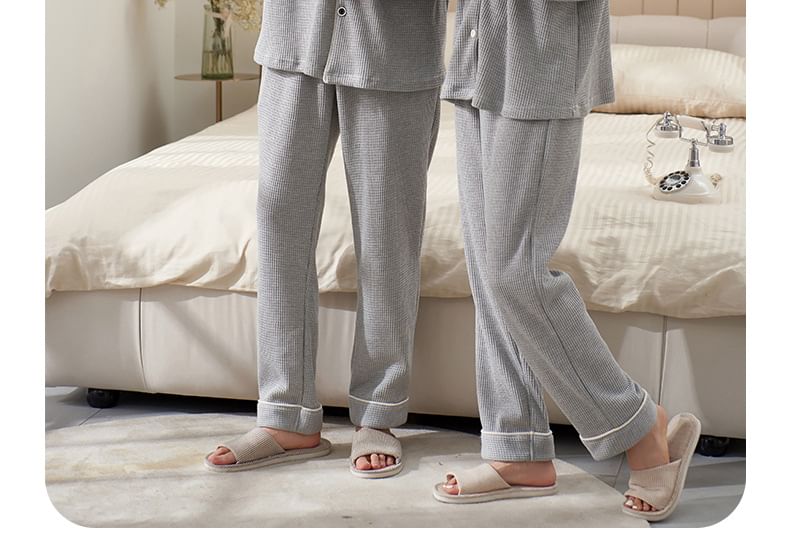 Couple Matching Loungewear Set : Long-Sleeve Pocket Top + Pants