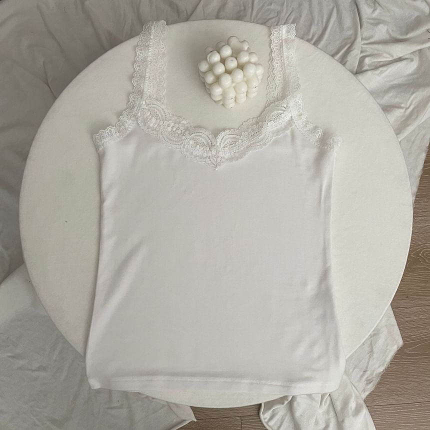 Lace-Trimmed Plain Camisole