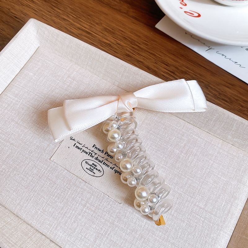 Faux Bow Pearl Tie Hair