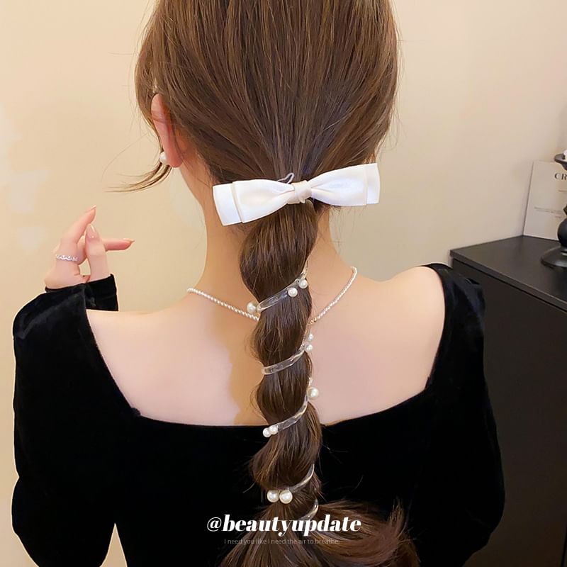 Faux Bow Pearl Tie Hair