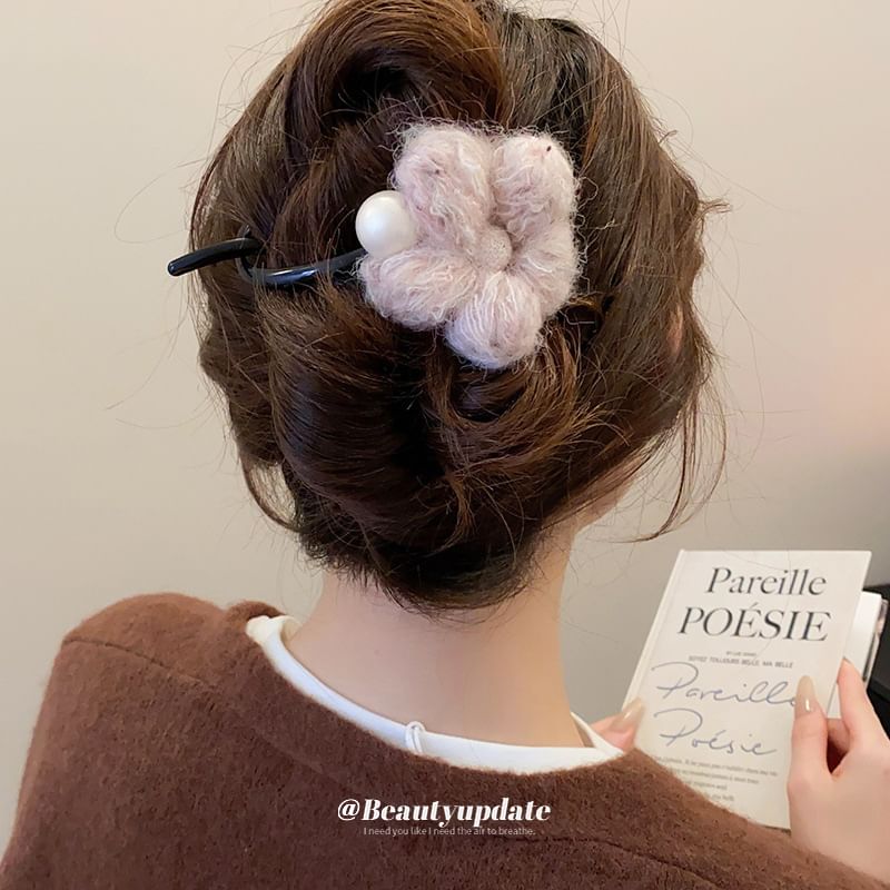 Hair Faux Flower Pearl Clip
