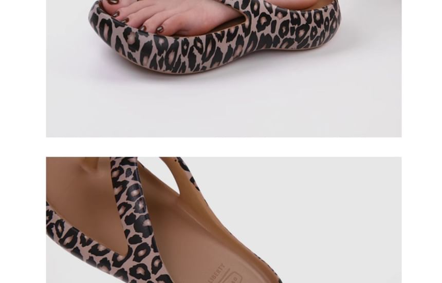Leopard Print Platform Thong Sandals