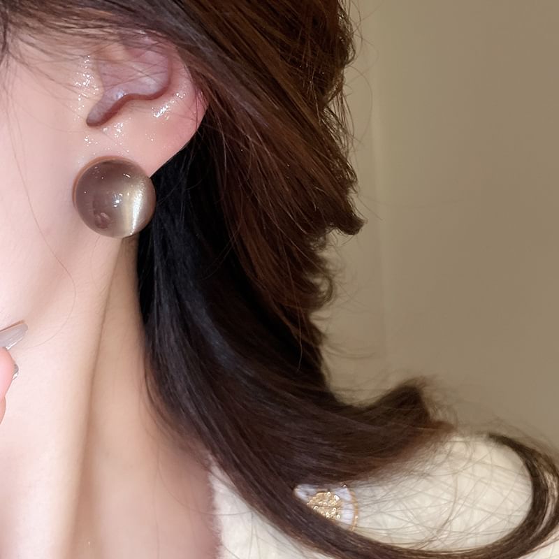 Bead Stud Alloy Heart Earring /