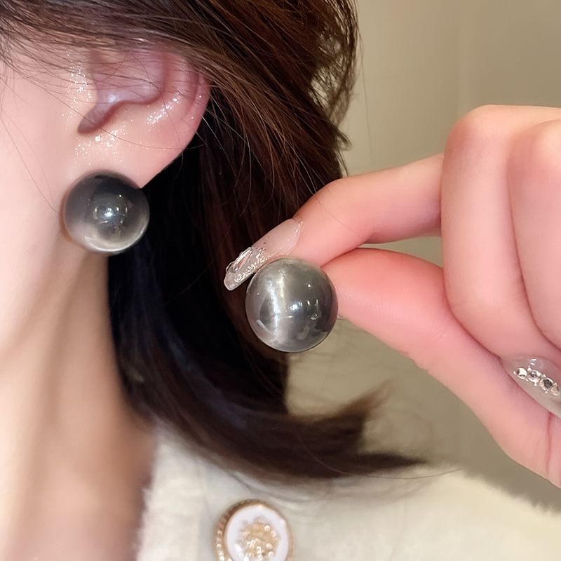 Bead Stud Alloy Heart Earring /