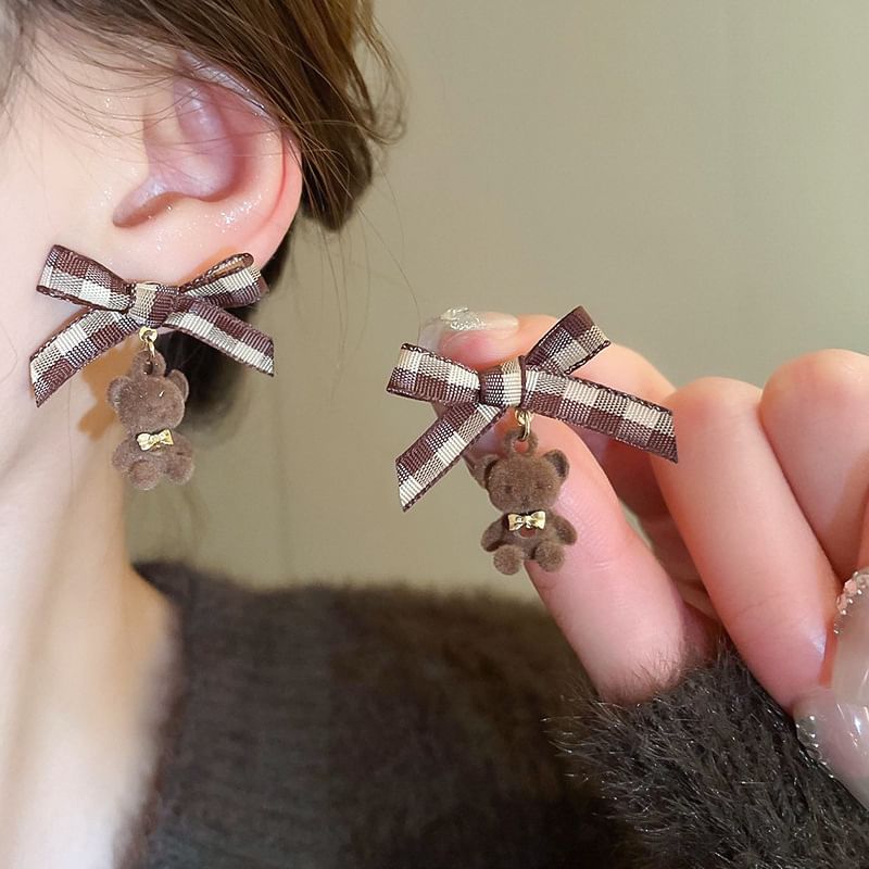 Drop Earring Bow Stud Bear /