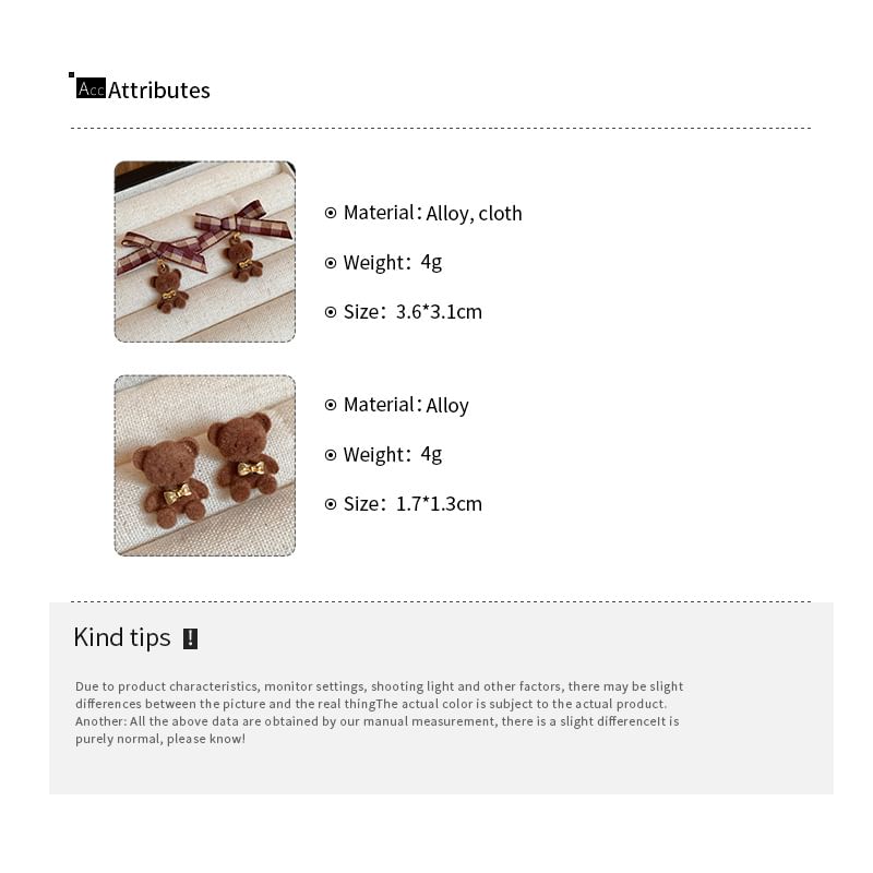 Drop Earring Bow Stud Bear /