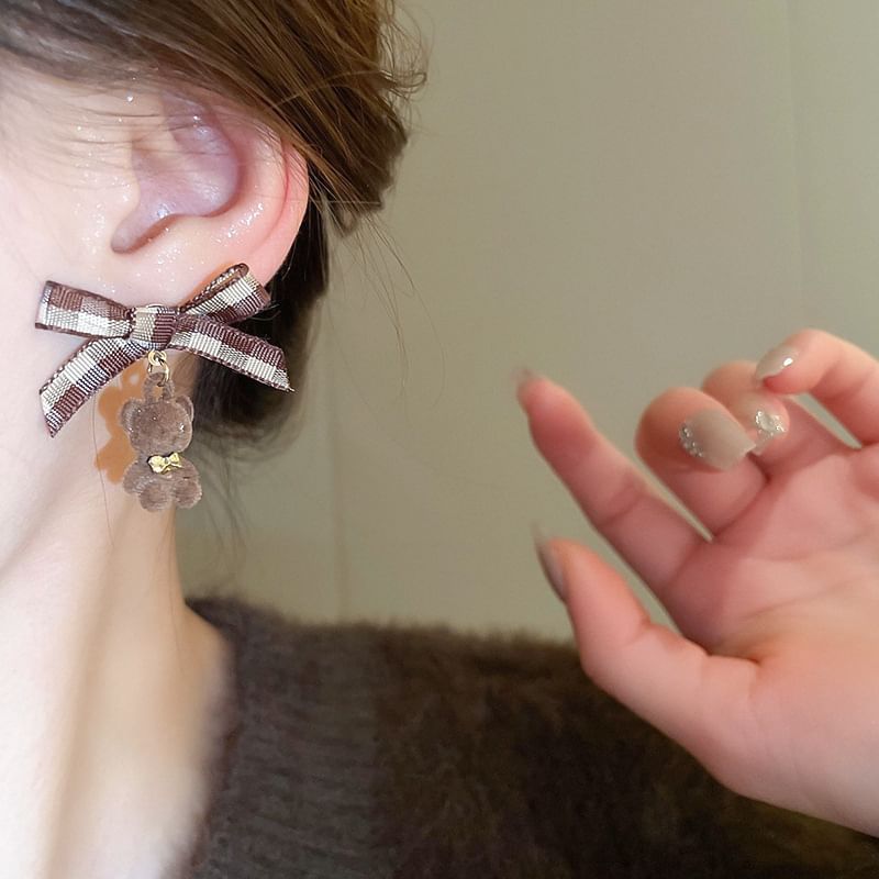 Drop Earring Bow Stud Bear /