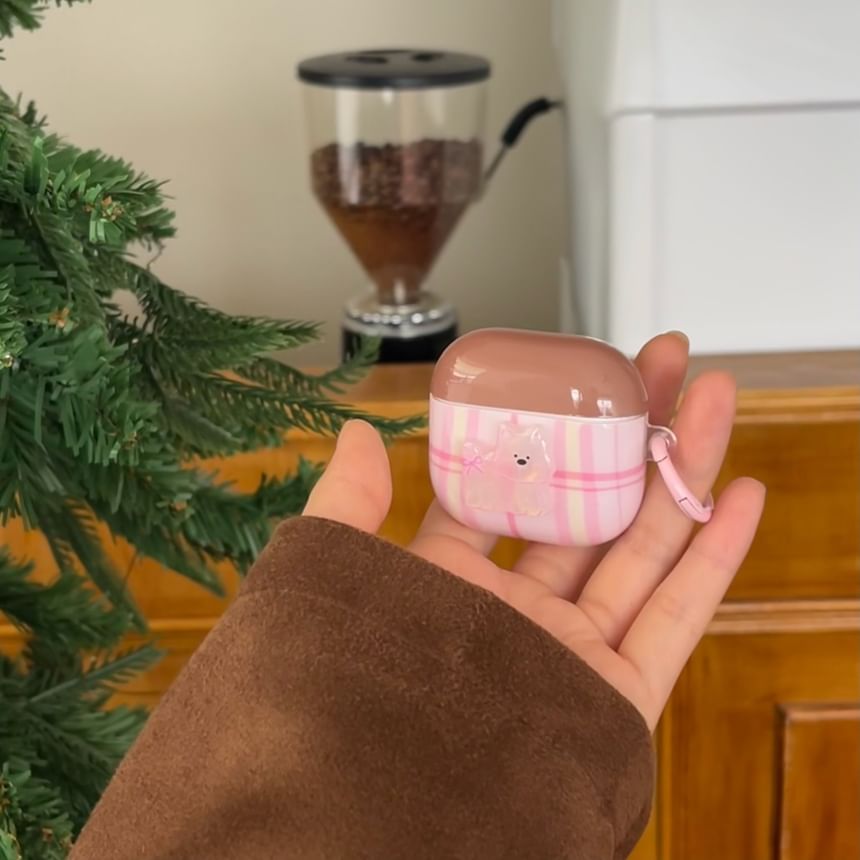 Plaid AirPods / Pro Earphone Case Skin / Dog Adhesive Decoration / Set