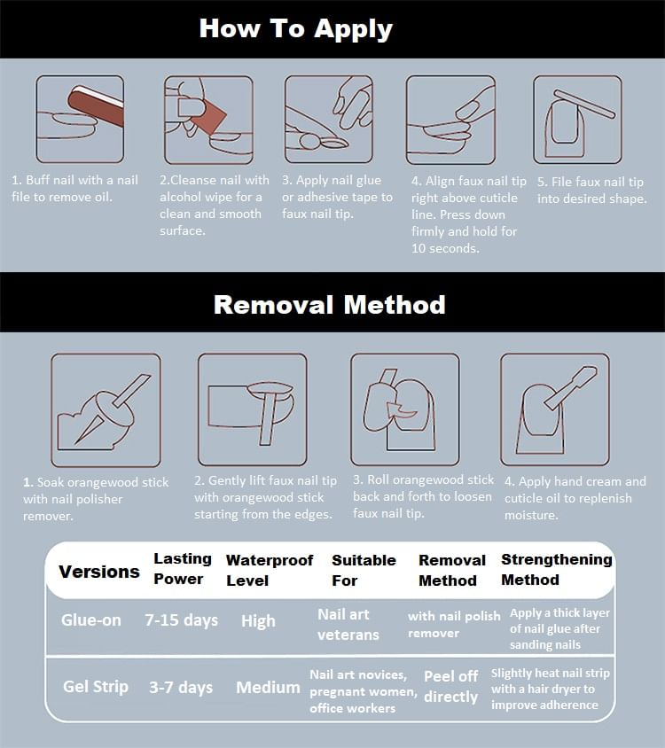 Floral Bow Press On Nail (Various Designs)