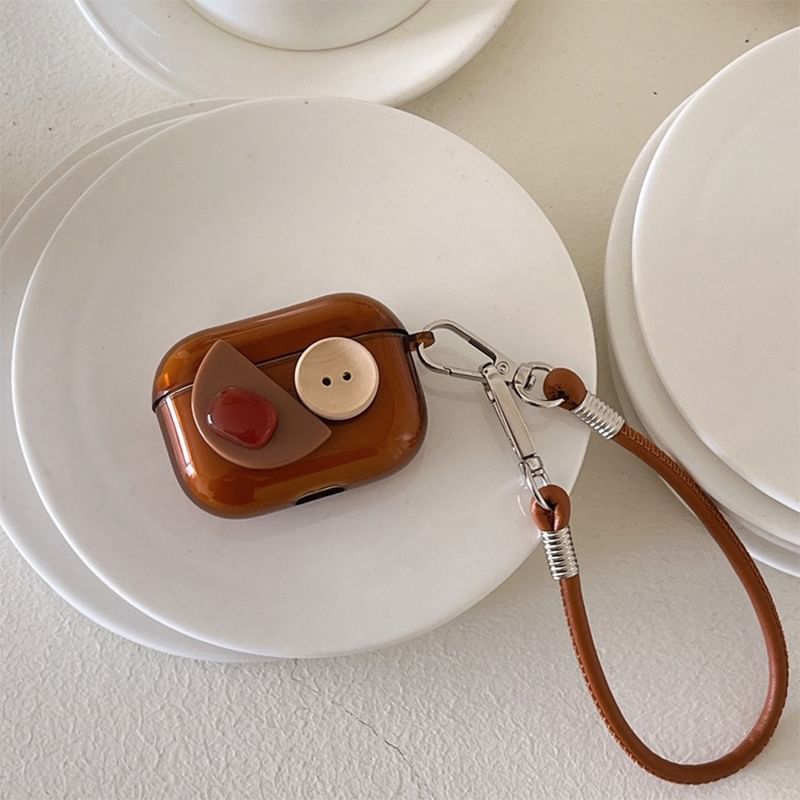 Buttoned AirPods / Pro Earphone Case Skin with Strap