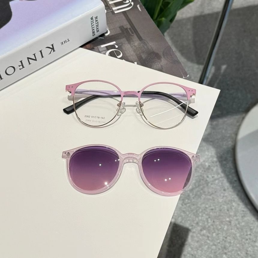 Glasses Clip Sunglasses Metal Round On With