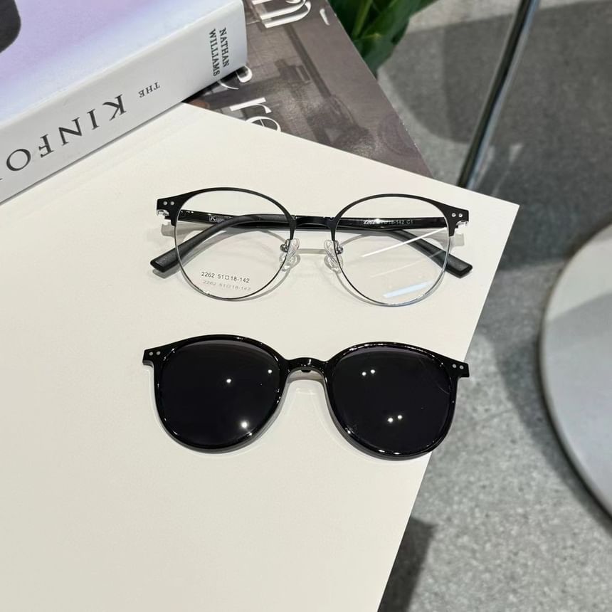 Glasses Clip Sunglasses Metal Round On With