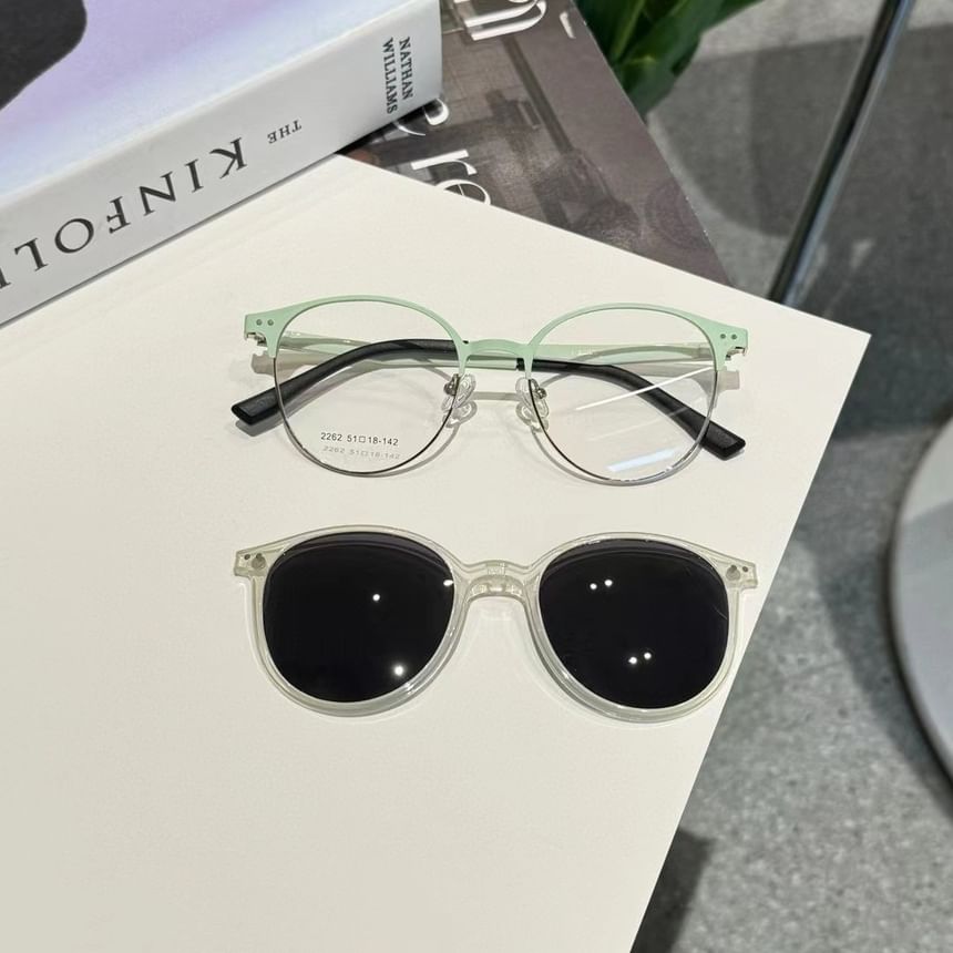 Glasses Clip Sunglasses Metal Round On With