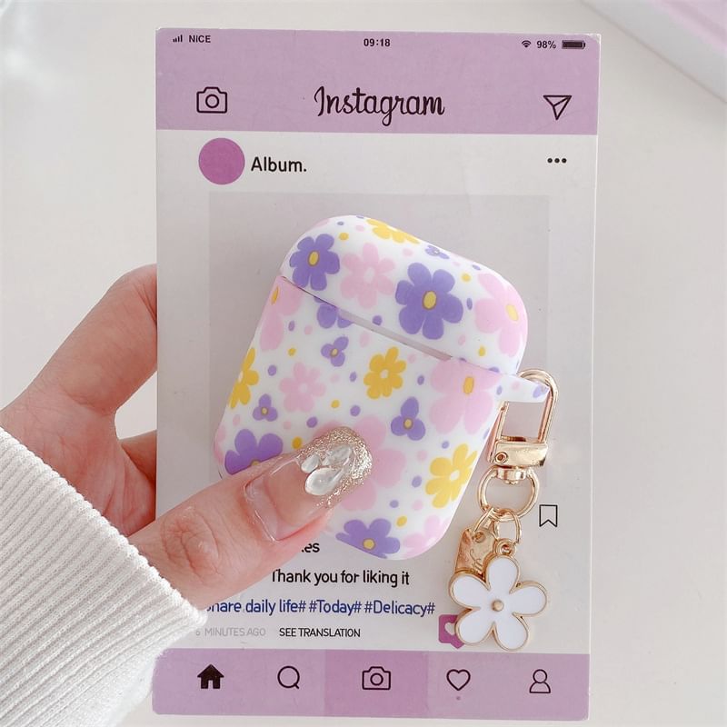 Floral AirPods / Pro Earphone Case Skin with Charm
