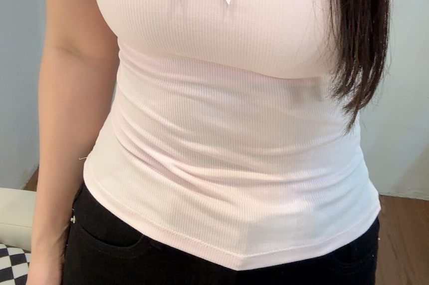 Square Neck Lace Trim Crop Tank Top