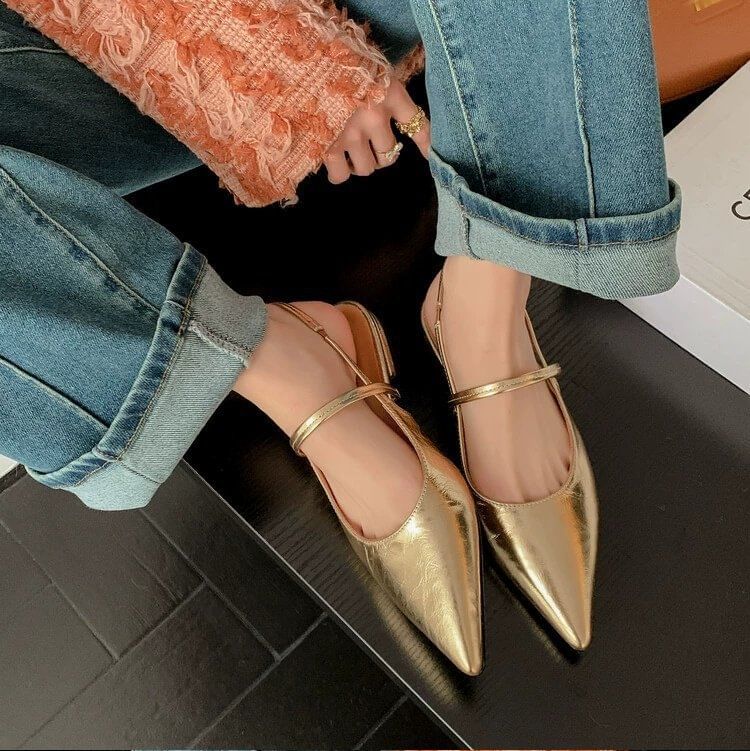 Pointed Heel Mules Low Slingback Toe