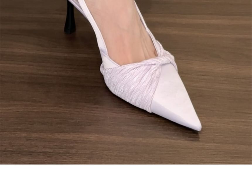 Slingback Pointed Heel High Mules Twist Toe